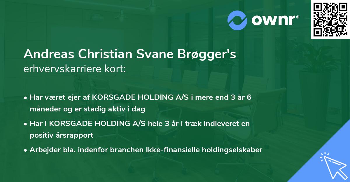 Andreas Christian Svane Brøgger's erhvervskarriere kort