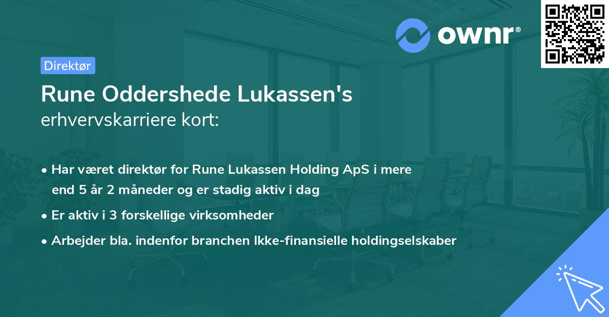 Rune Oddershede Lukassen's erhvervskarriere kort
