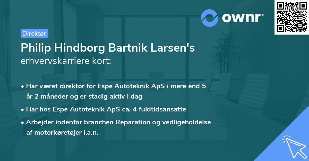 Philip Hindborg Bartnik Larsen's erhvervskarriere kort