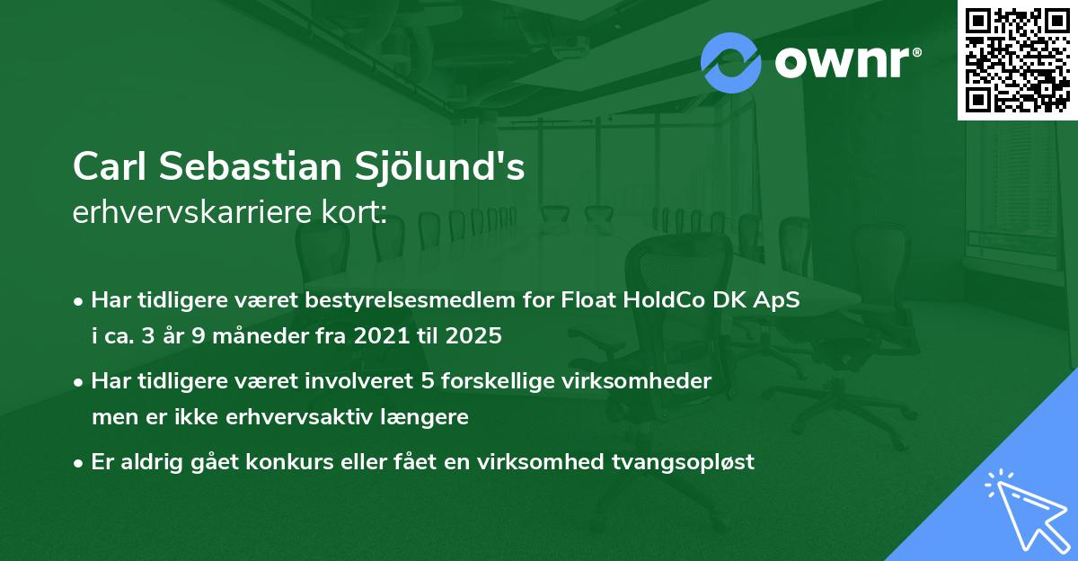 Carl Sebastian Sjölund's erhvervskarriere kort