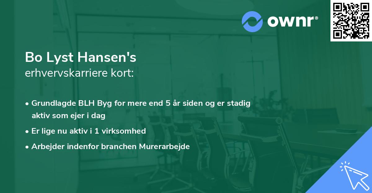 Bo Lyst Hansen's erhvervskarriere kort
