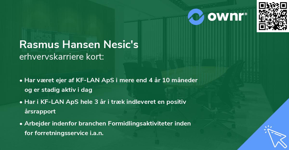 Rasmus Hansen Nesic's erhvervskarriere kort