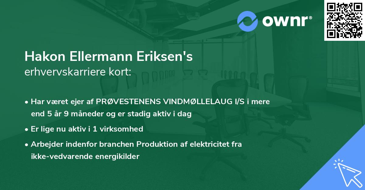 Hakon Ellermann Eriksen's erhvervskarriere kort