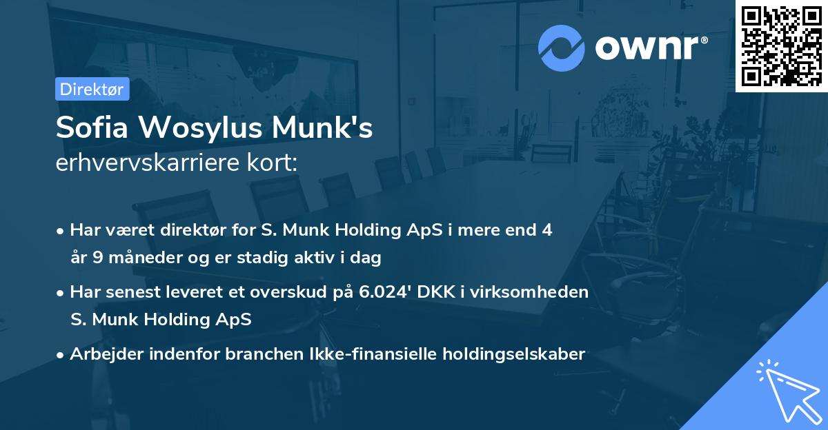 Sofia Wosylus Munk's erhvervskarriere kort