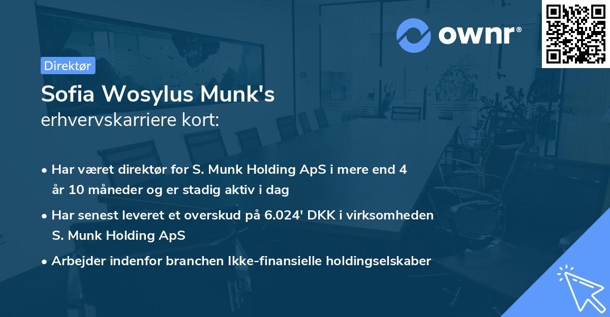 Sofia Wosylus Munk's erhvervskarriere kort