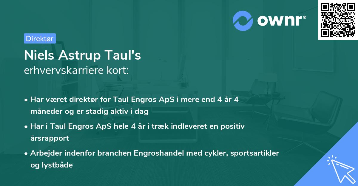 Niels Astrup Taul's erhvervskarriere kort
