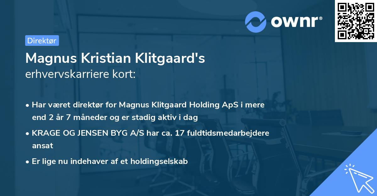 Magnus Kristian Klitgaard's erhvervskarriere kort