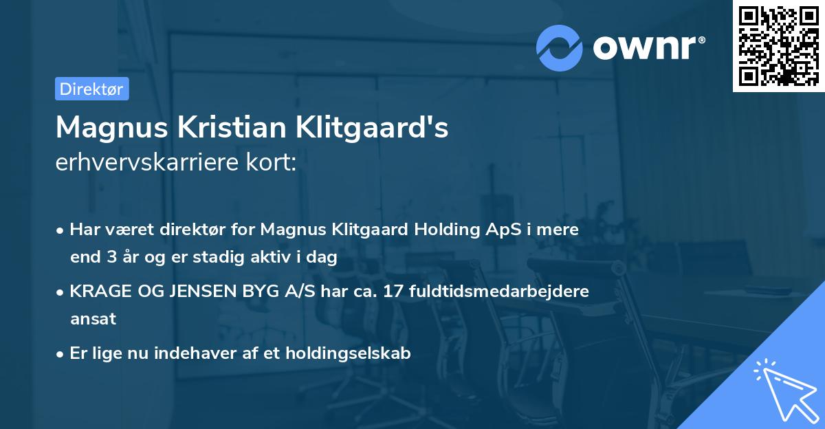 Magnus Kristian Klitgaard's erhvervskarriere kort