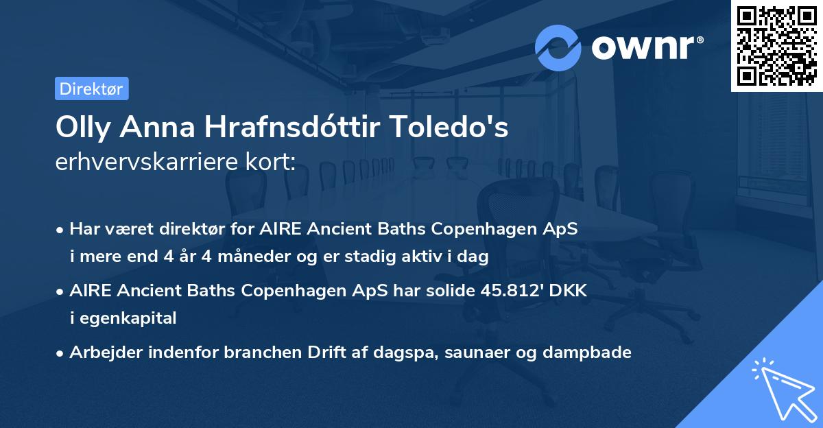 Olly Anna Hrafnsdóttir Toledo's erhvervskarriere kort