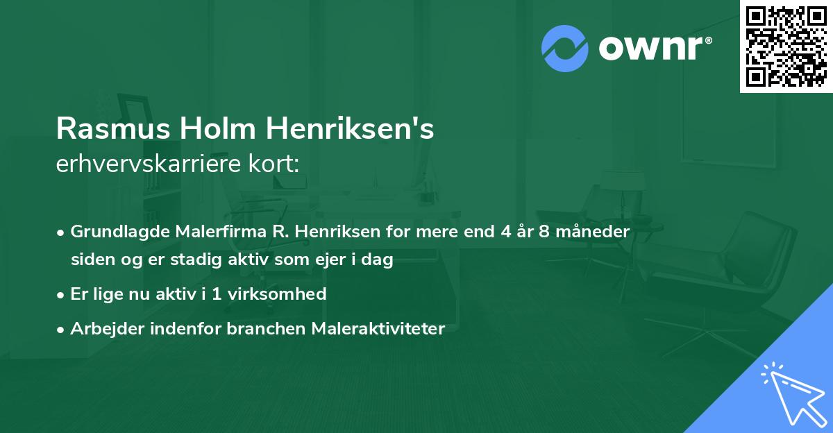 Rasmus Holm Henriksen's erhvervskarriere kort