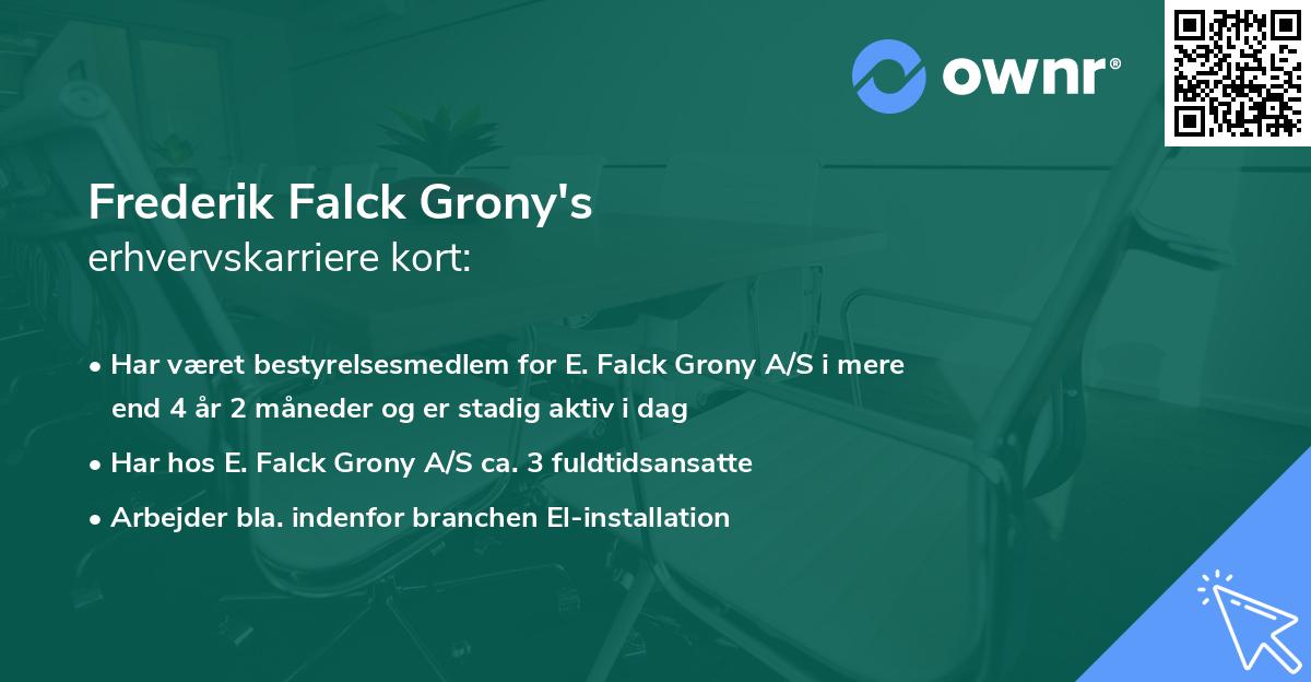 Frederik Falck Grony's erhvervskarriere kort