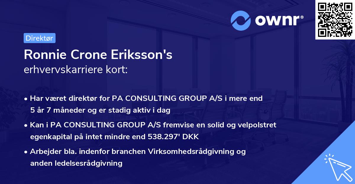 Ronnie Crone Eriksson's erhvervskarriere kort