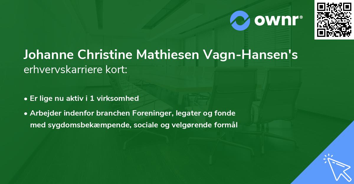 Johanne Christine Mathiesen Vagn-Hansen's erhvervskarriere kort