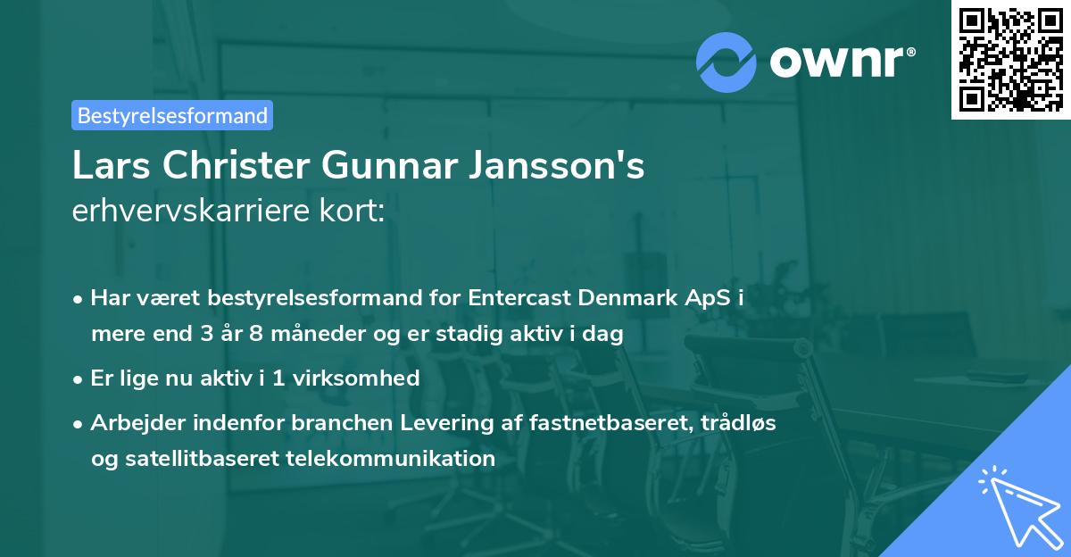Lars Christer Gunnar Jansson's erhvervskarriere kort
