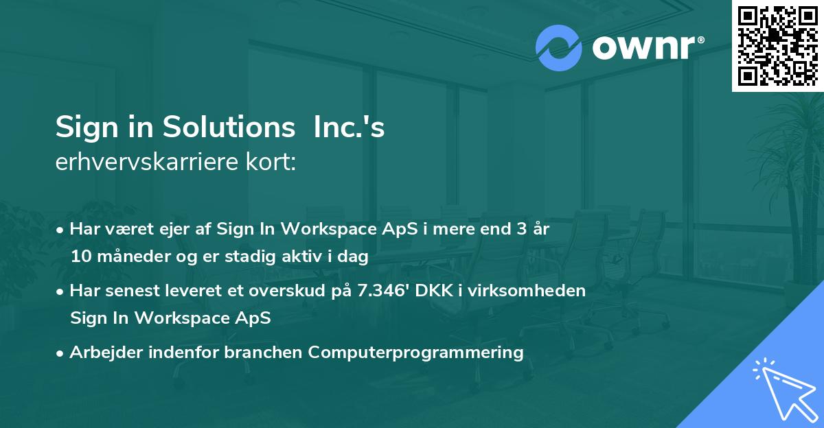 Sign in Solutions Inc.'s erhvervskarriere kort