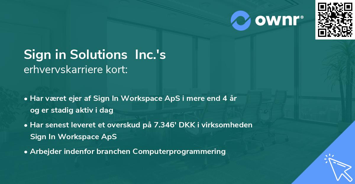 Sign in Solutions Inc.'s erhvervskarriere kort