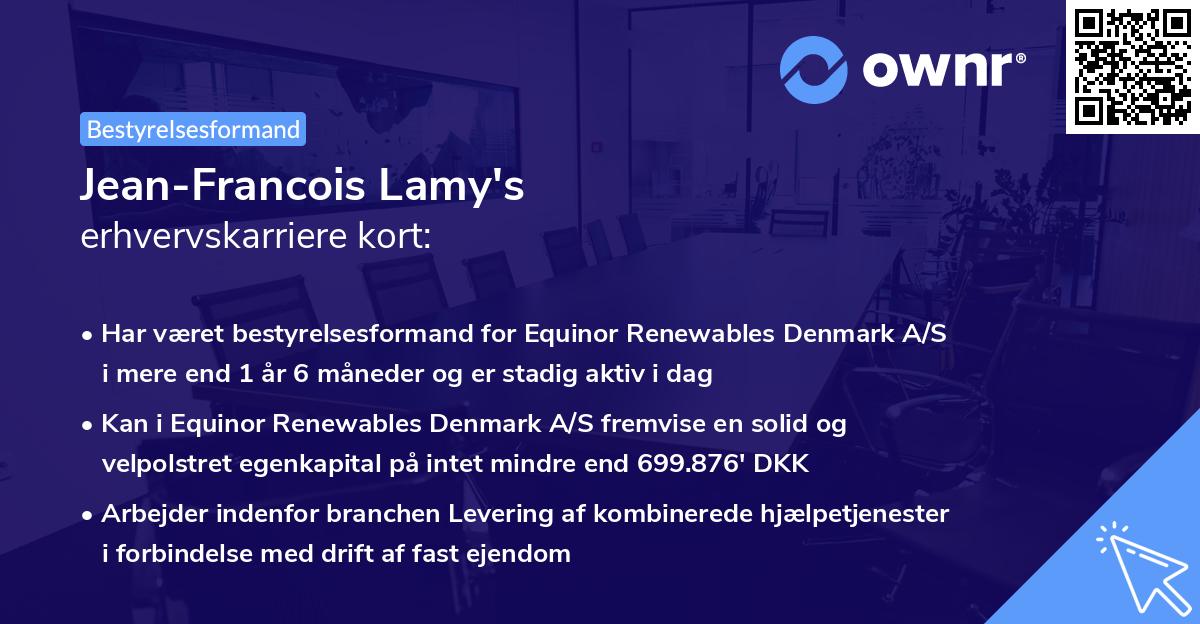 Jean-Francois Lamy's erhvervskarriere kort