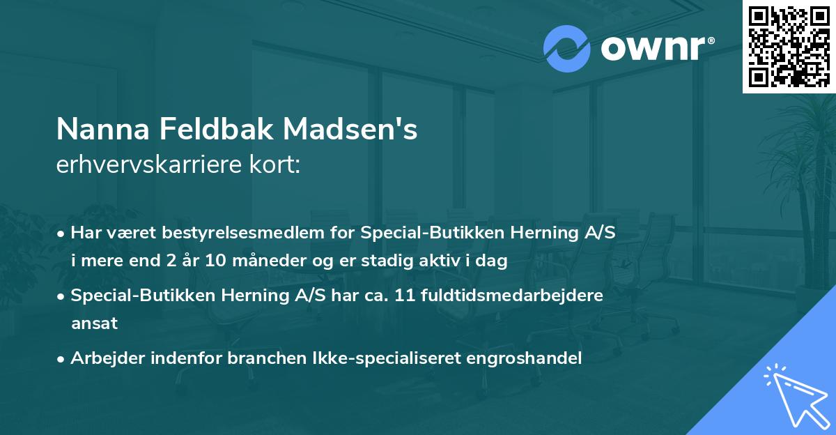 Nanna Feldbak Madsen's erhvervskarriere kort