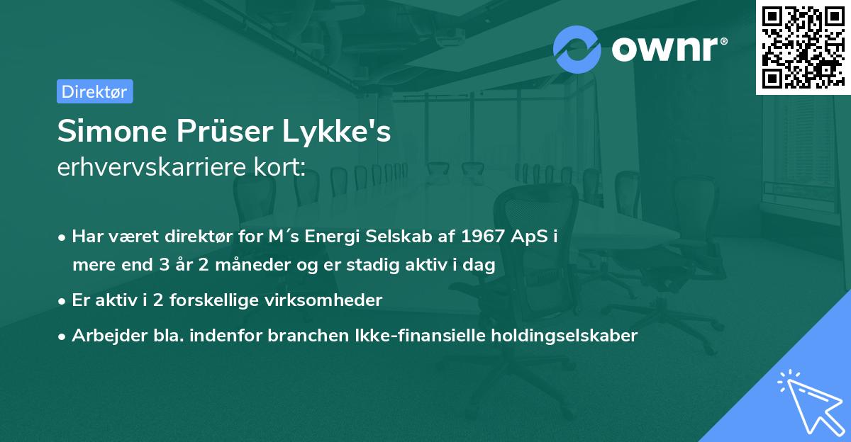 Simone Prüser Lykke's erhvervskarriere kort