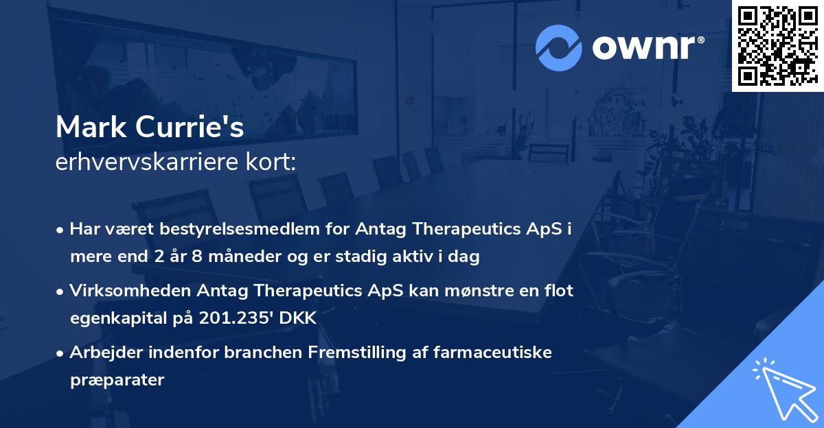 Mark Currie's erhvervskarriere kort