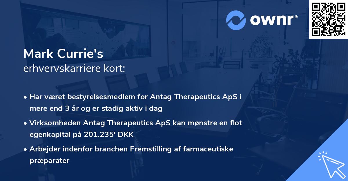 Mark Currie's erhvervskarriere kort