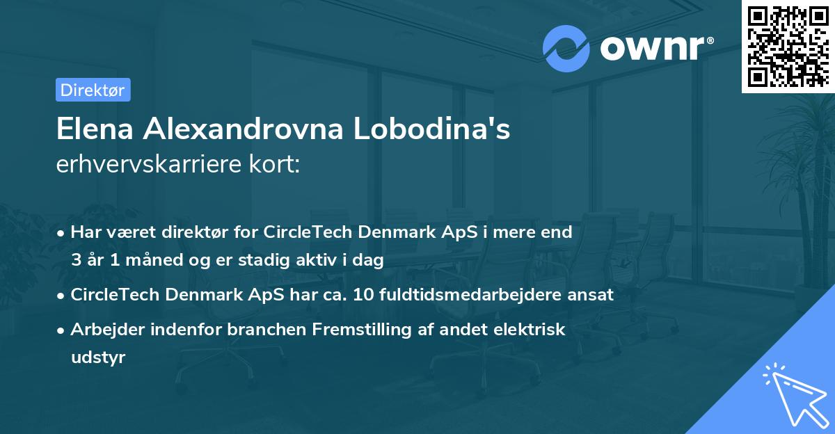 Elena Alexandrovna Lobodina's erhvervskarriere kort