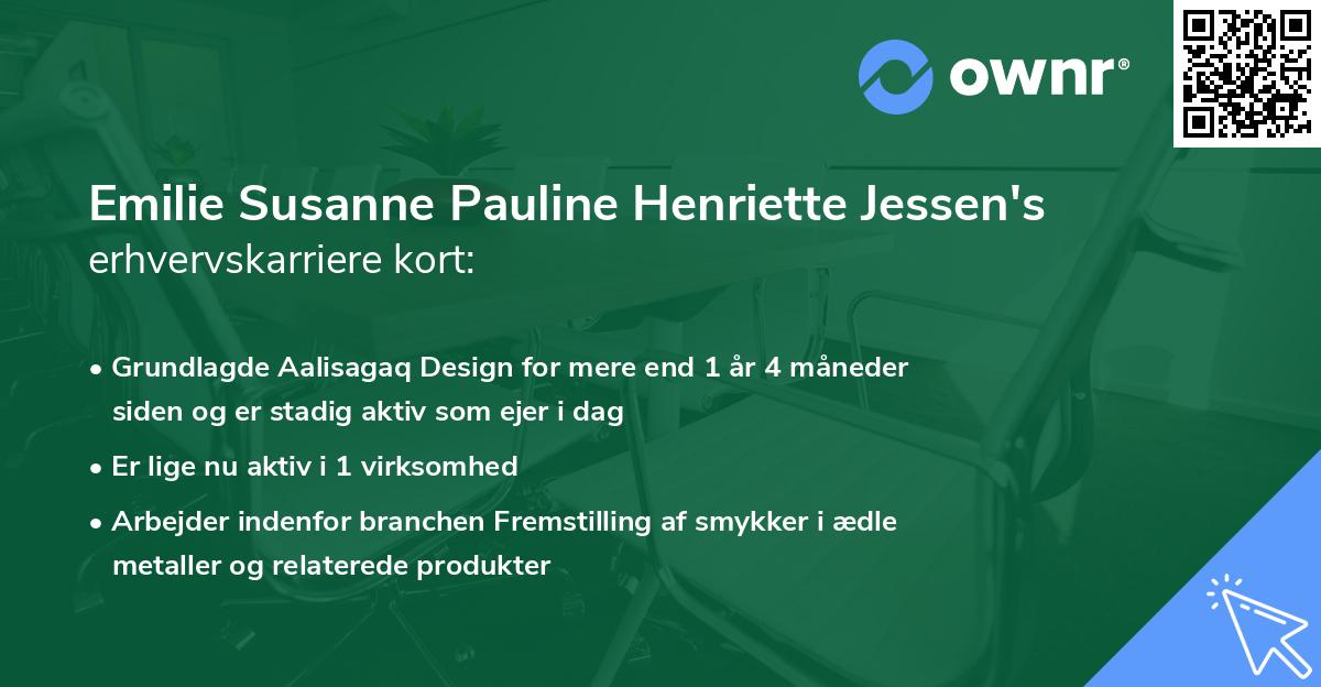 Emilie Susanne Pauline Henriette Jessen's erhvervskarriere kort