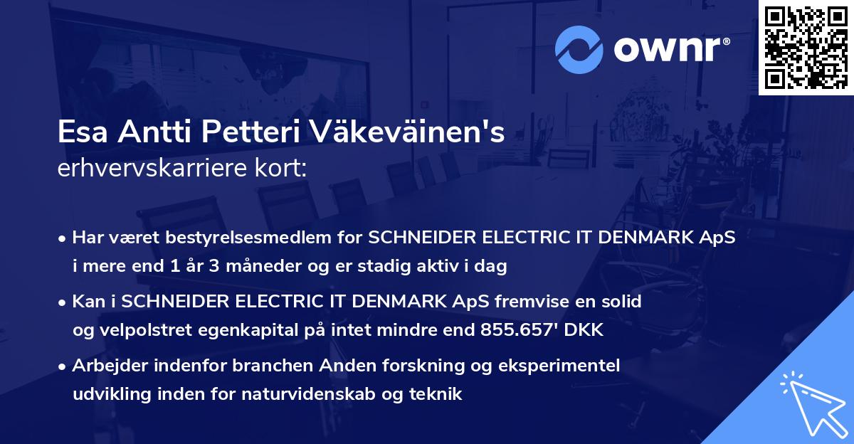 Esa Antti Petteri Väkeväinen's erhvervskarriere kort