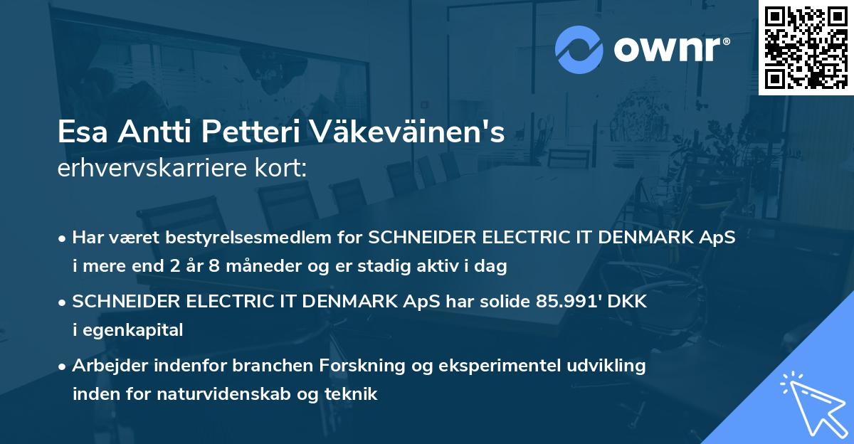 Esa Antti Petteri Väkeväinen's erhvervskarriere kort