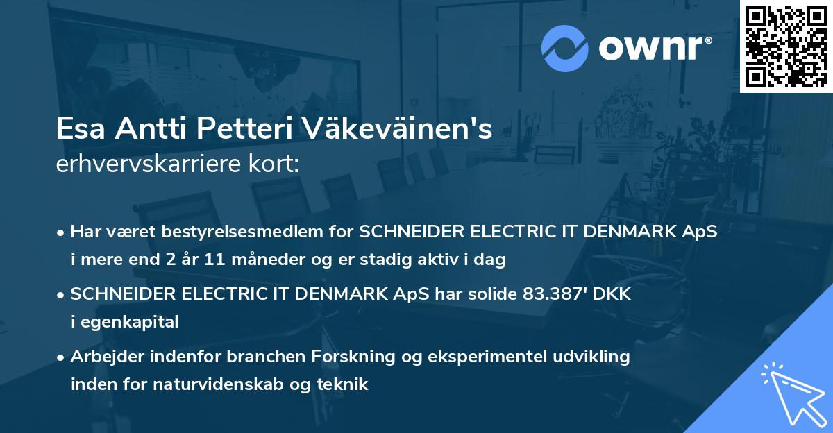 Esa Antti Petteri Väkeväinen's erhvervskarriere kort