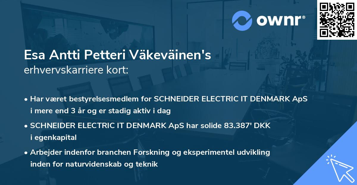 Esa Antti Petteri Väkeväinen's erhvervskarriere kort