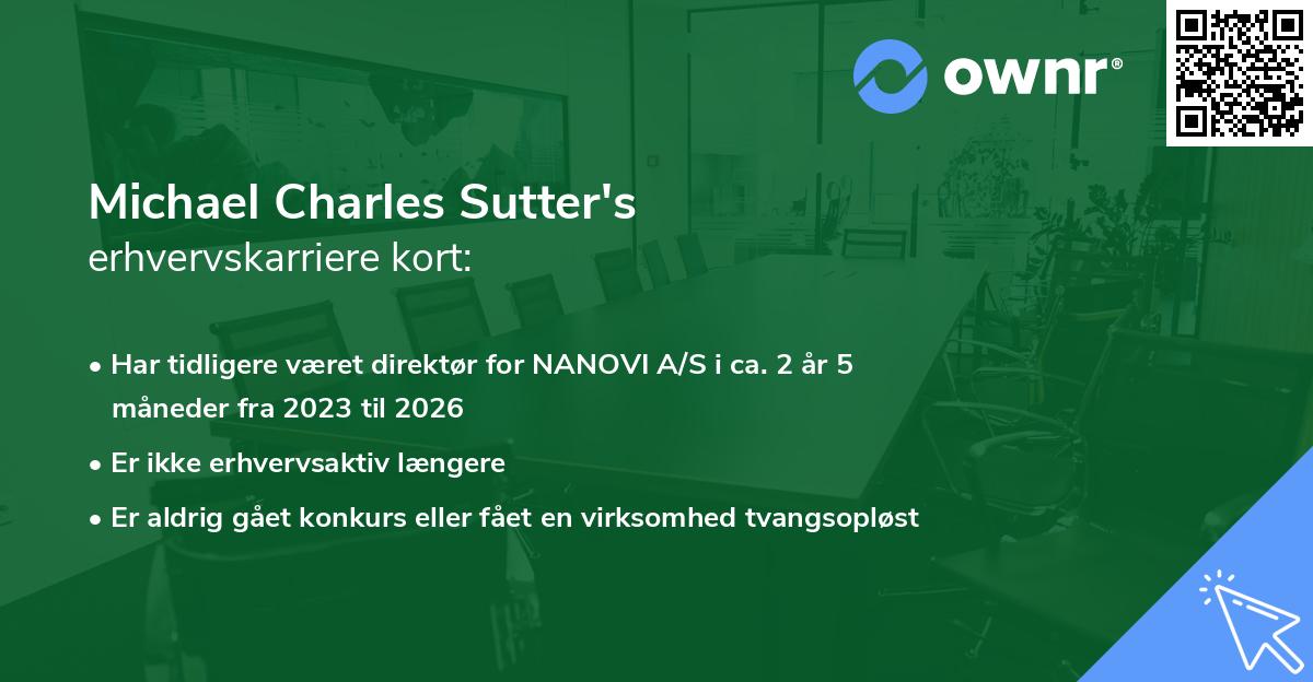 Michael Charles Sutter's erhvervskarriere kort