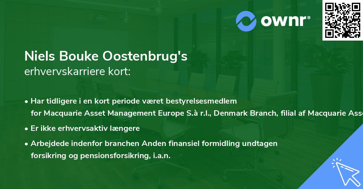 Niels Bouke Oostenbrug's erhvervskarriere kort