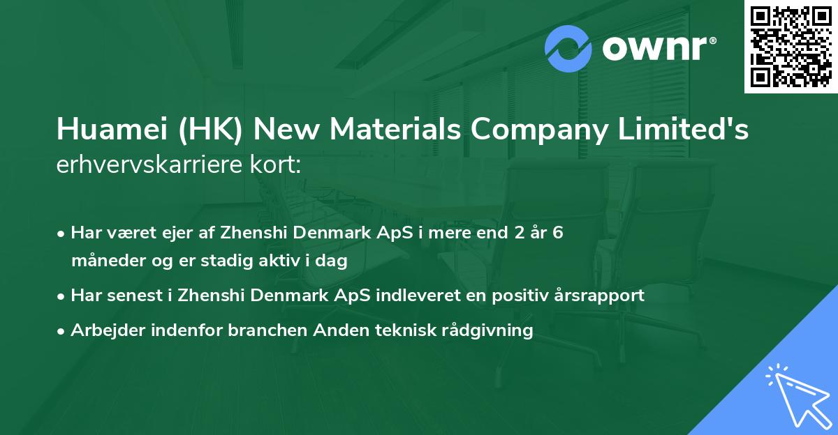 Huamei (HK) New Materials Company Limited's erhvervskarriere kort