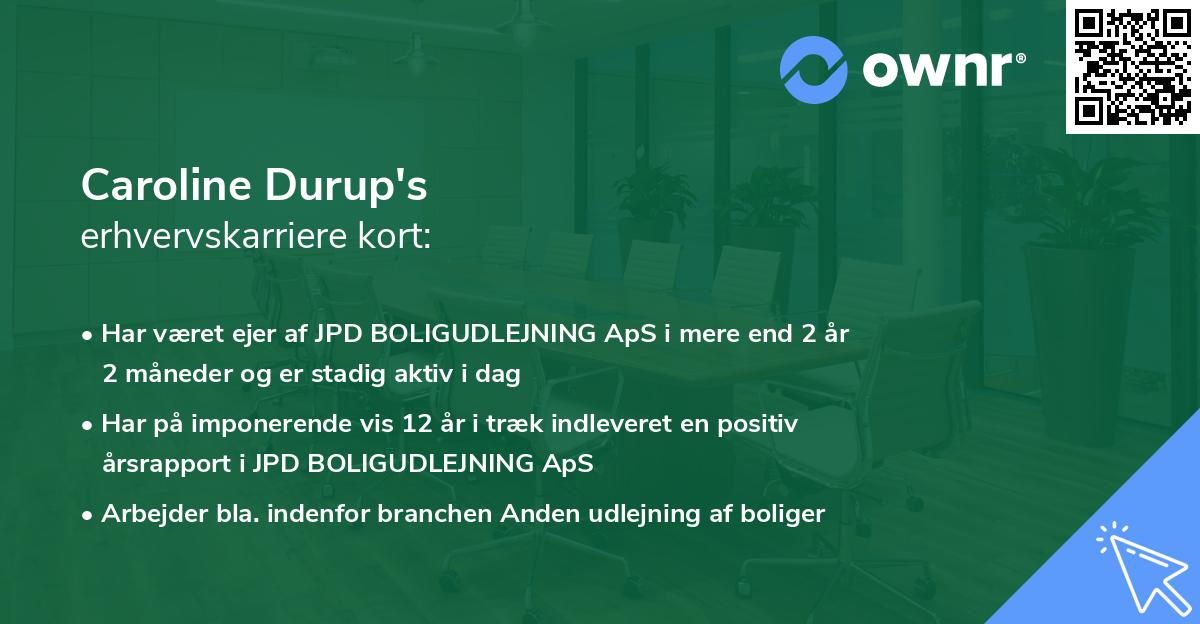 Caroline Durup's erhvervskarriere kort
