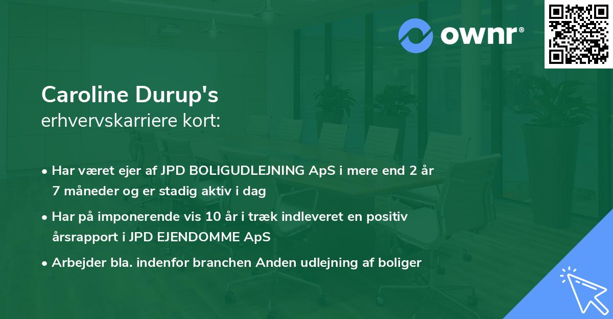 Caroline Durup's erhvervskarriere kort
