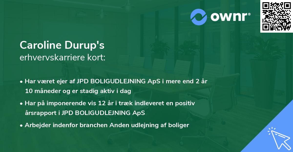 Caroline Durup's erhvervskarriere kort