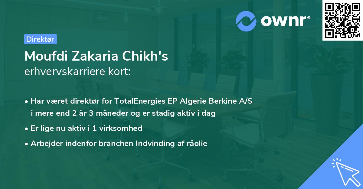 Moufdi Zakaria Chikh's erhvervskarriere kort