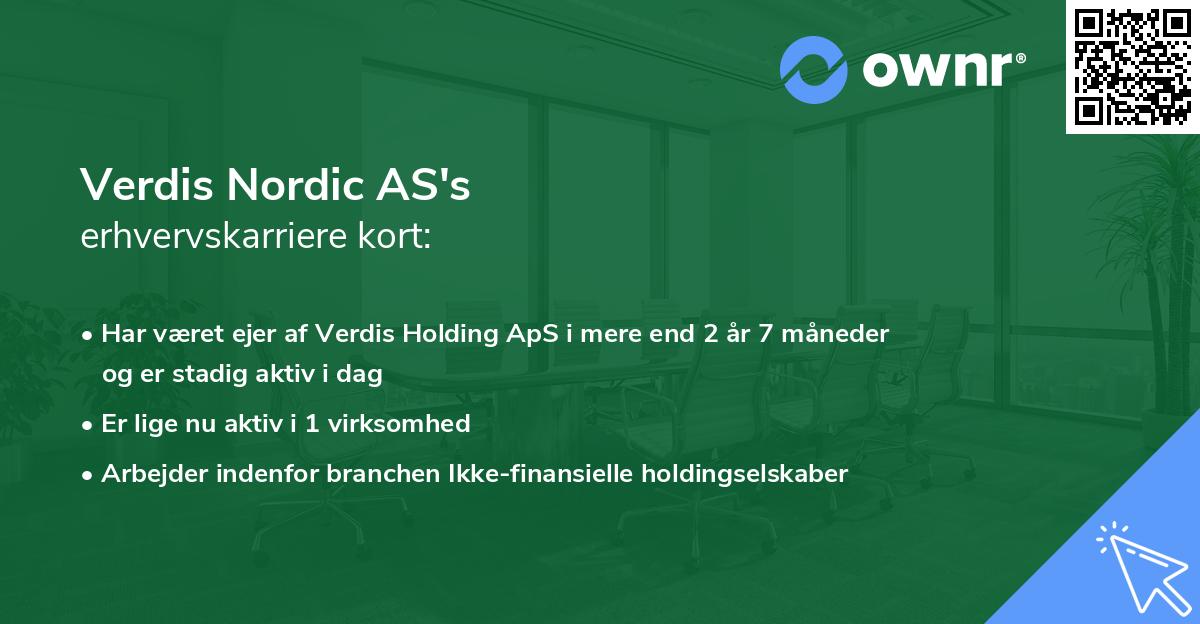 Verdis Nordic AS's erhvervskarriere kort