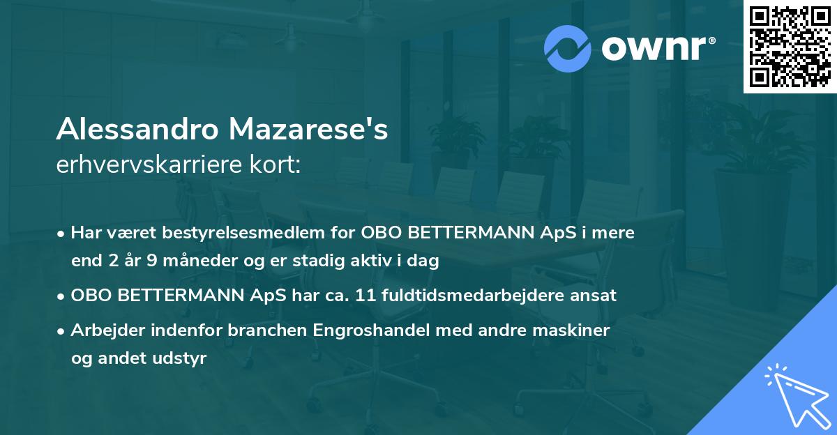 Alessandro Mazarese's erhvervskarriere kort
