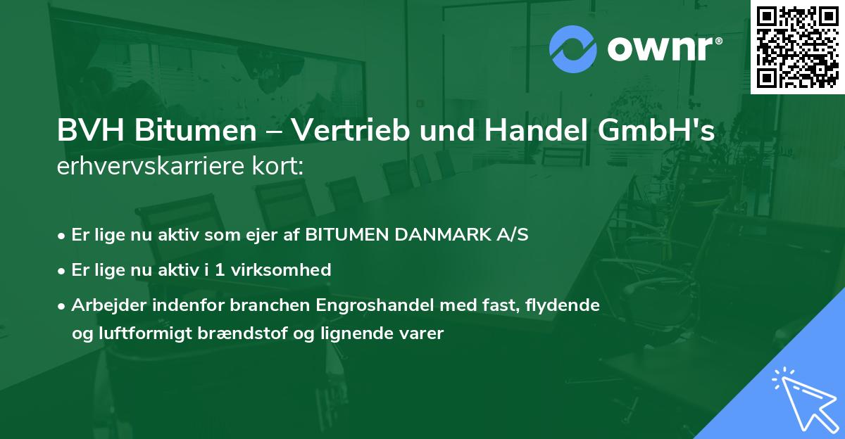 BVH Bitumen – Vertrieb und Handel GmbH's erhvervskarriere kort