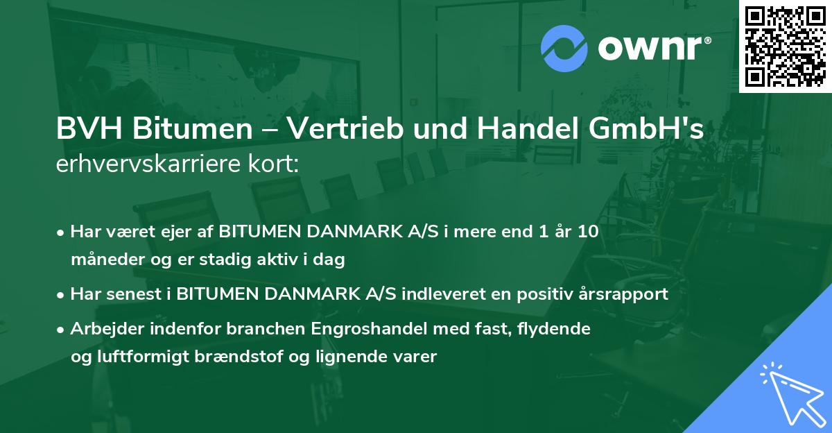 BVH Bitumen – Vertrieb und Handel GmbH's erhvervskarriere kort