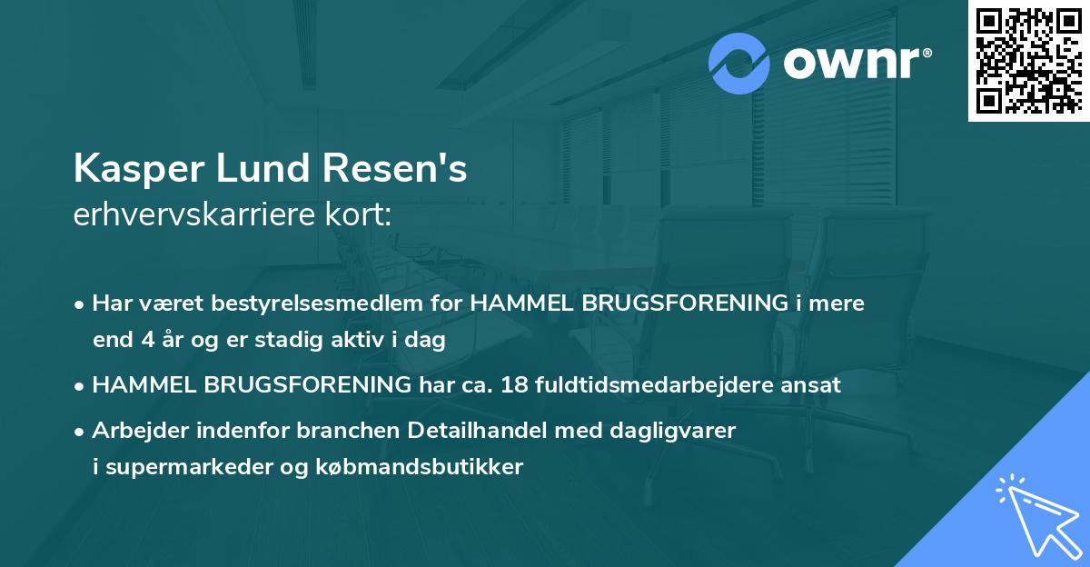 Kasper Lund Resen's erhvervskarriere kort
