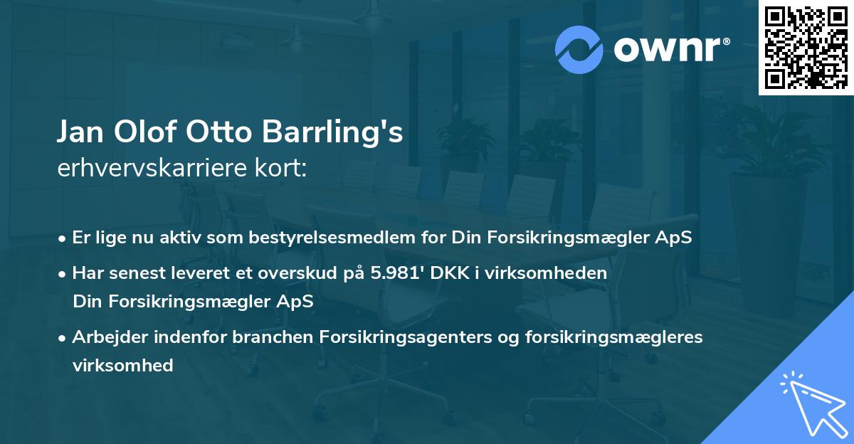 Jan Olof Otto Barrling's erhvervskarriere kort