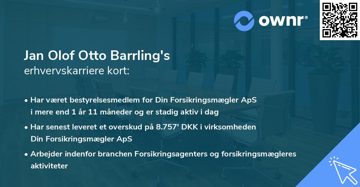 Jan Olof Otto Barrling's erhvervskarriere kort