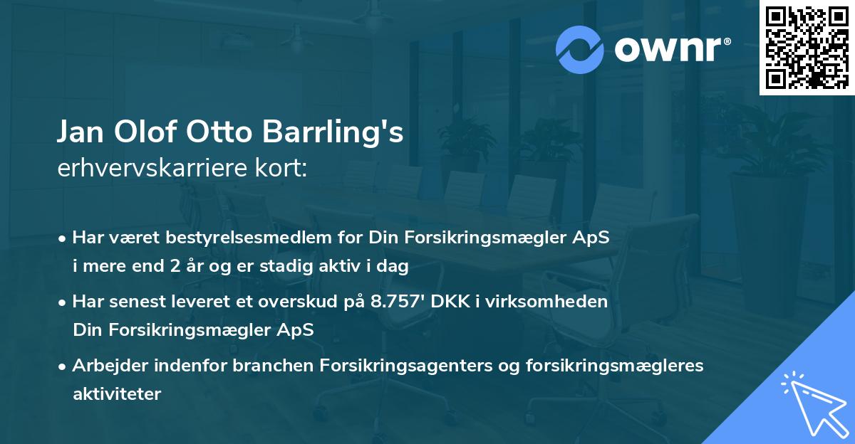 Jan Olof Otto Barrling's erhvervskarriere kort