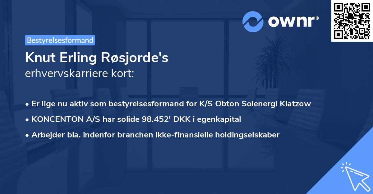 Knut Erling Røsjorde's erhvervskarriere kort