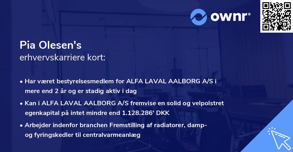 Pia Olesen's erhvervskarriere kort