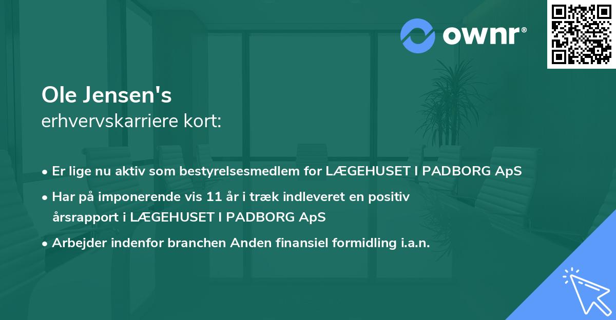 Ole Jensen's erhvervskarriere kort