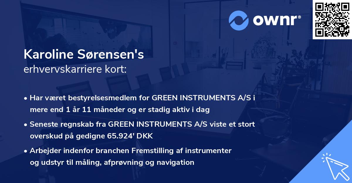 Karoline Sørensen's erhvervskarriere kort